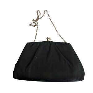 Vintage 1960's HL USA Black Handbag 60's Purse Harry Levine Design Gold Chain